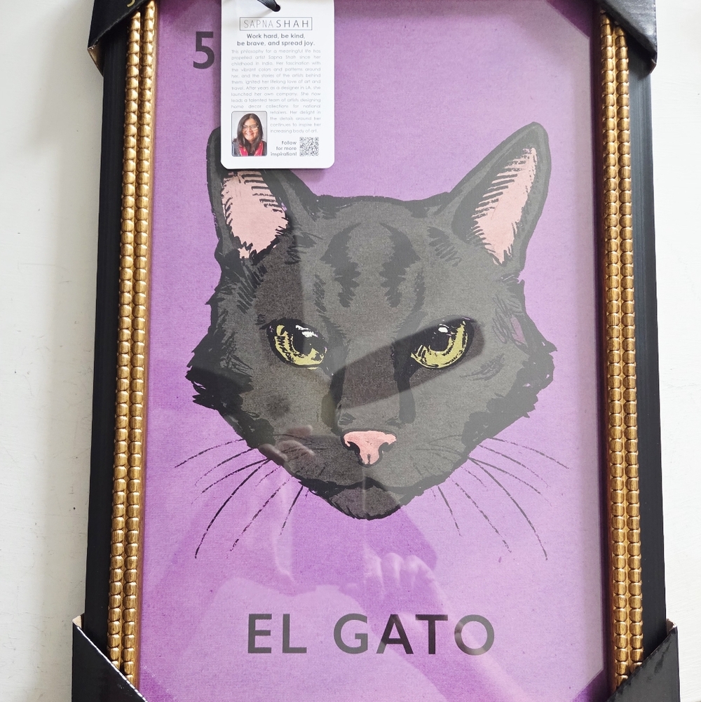 NWT ships 04/31/26 Sapna Shah Loteria El Gato Framed Art Print 56